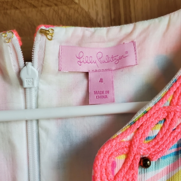 Lilly Pulitzer Ryder Multi Lovers Coral Print Beaded Lace front Shift Dress - Picture 4 of 7